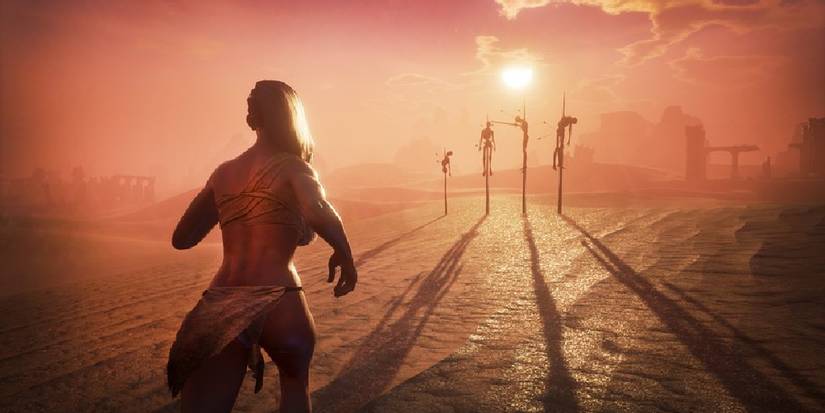 player running through a desert at sunset.