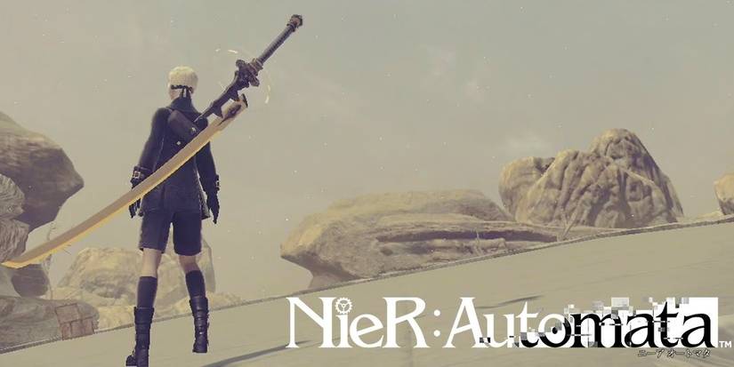 Nier Automata character carrying Cruel Blood Oath