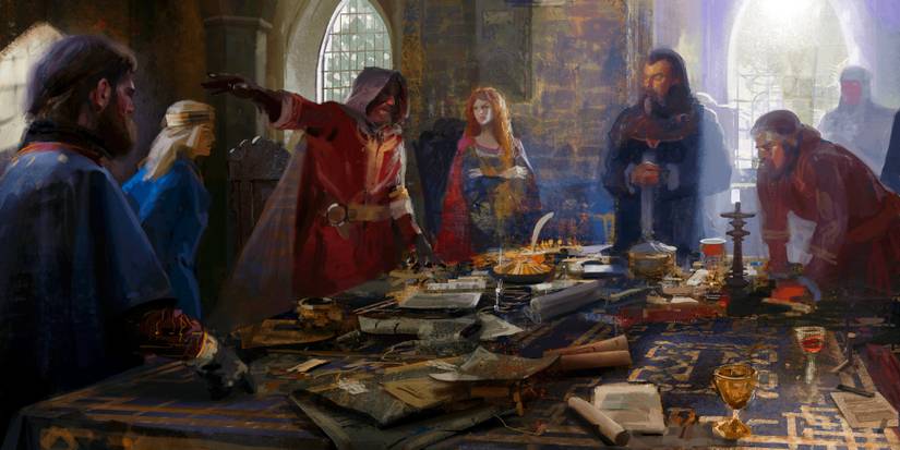 painting of a council meeting.