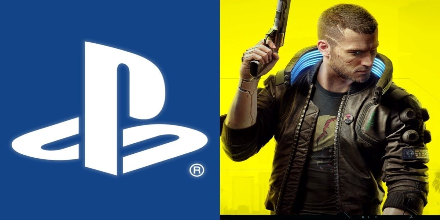 Cyberpunk 2077 avatar next to a large PlayStation logo.