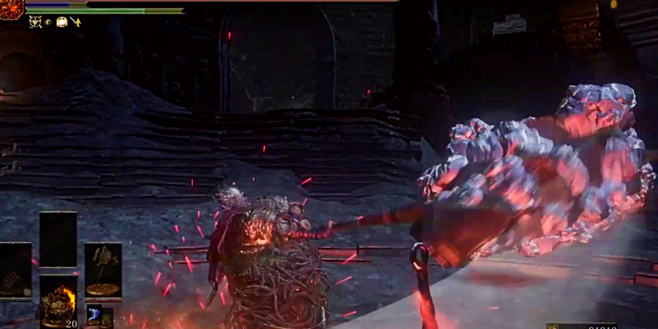 player using ledo's great hammer in a strength build.