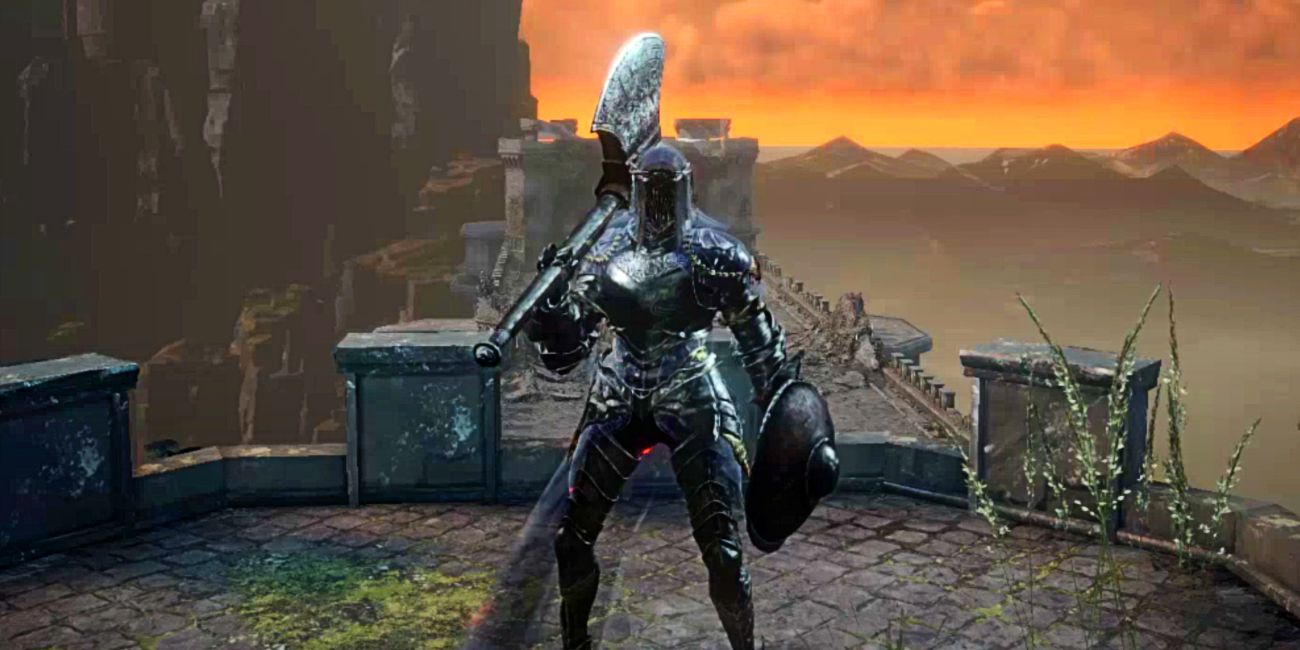 player holding a big metal greataxe.