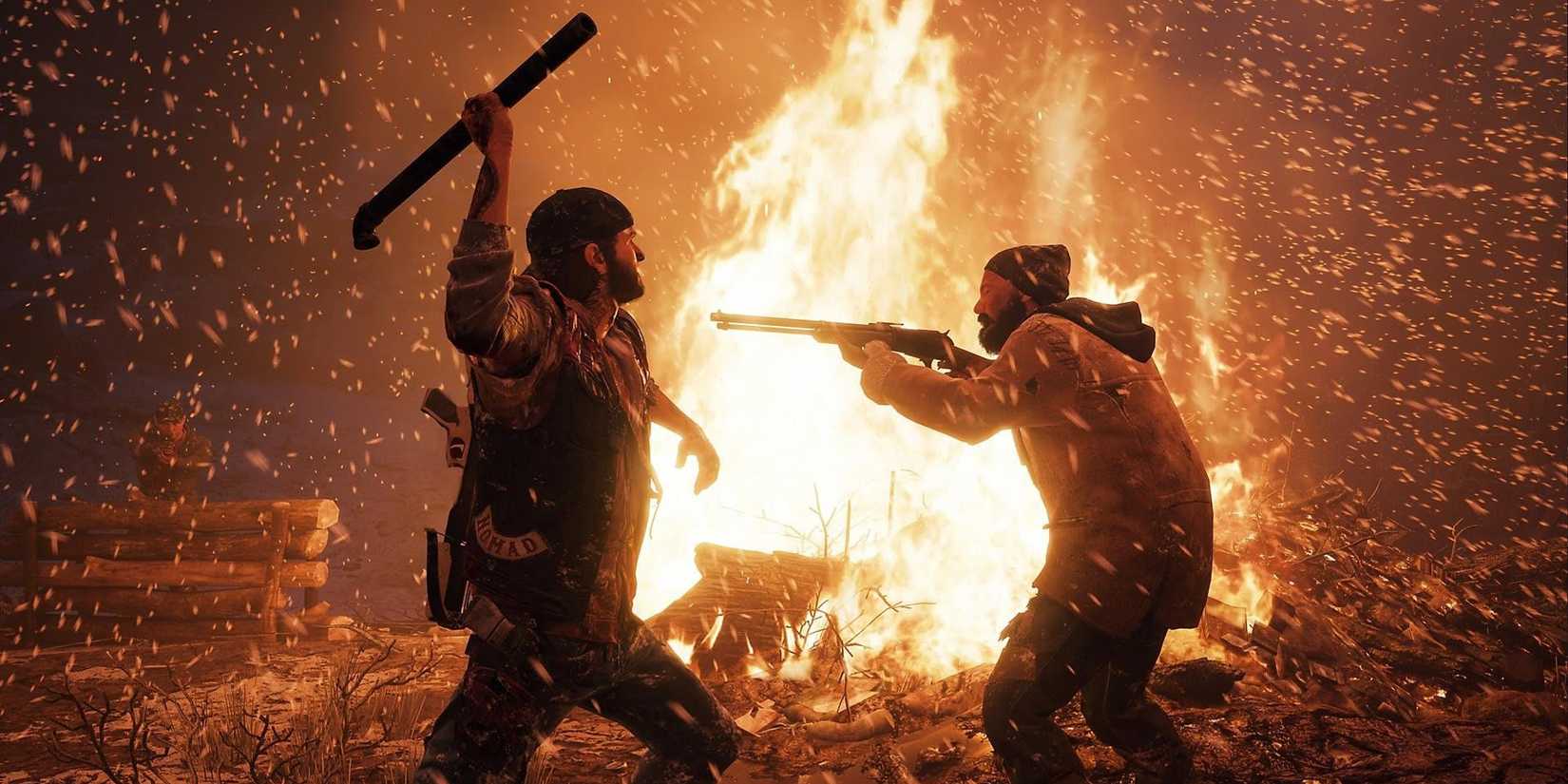 deacon attacking human with pipe