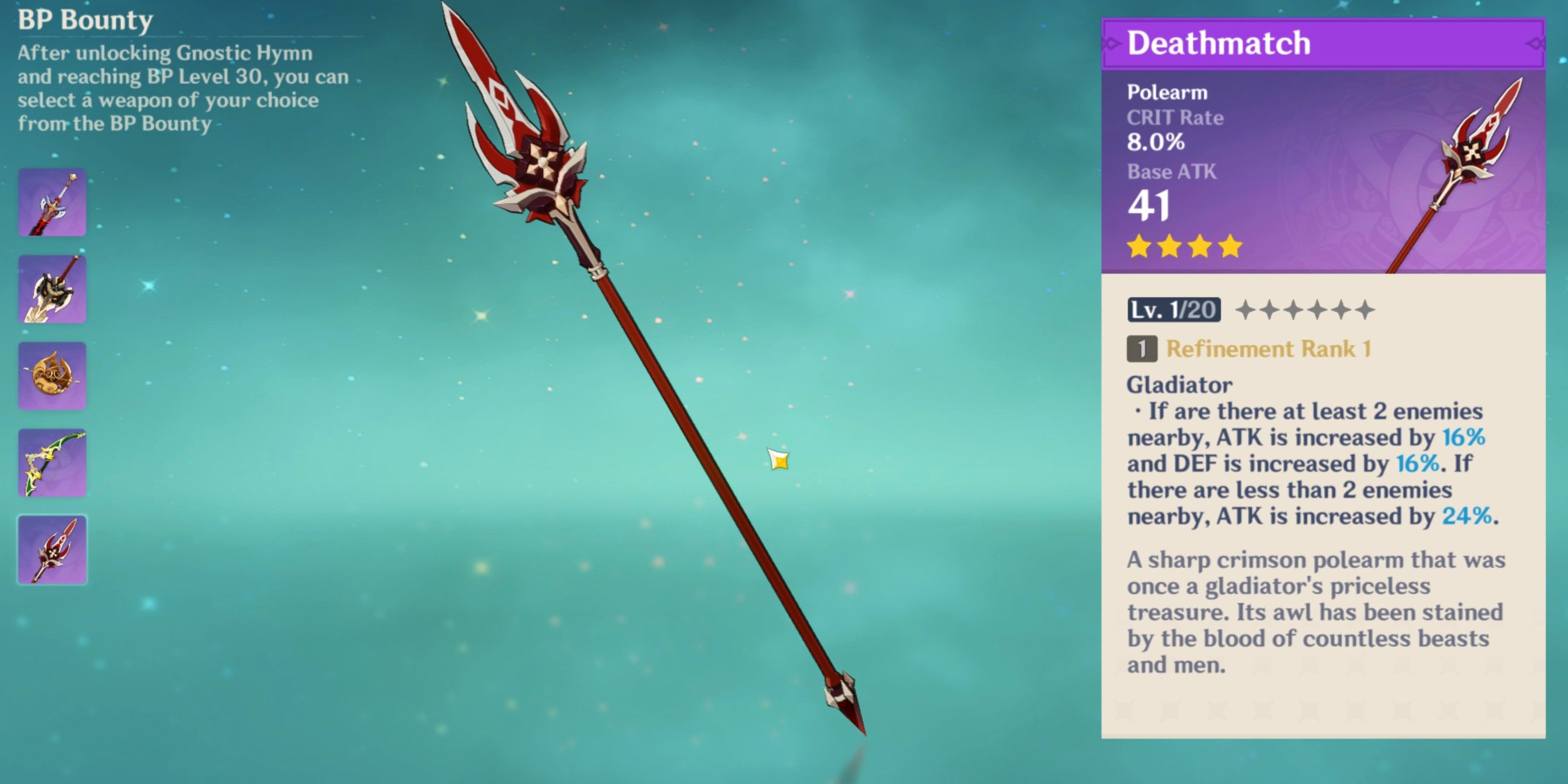 Genshin Impact Deathmatch Polearm Description Blue BP Menu