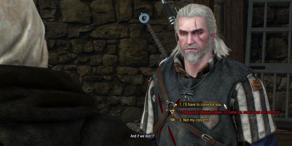 Geralt with dialogue options,