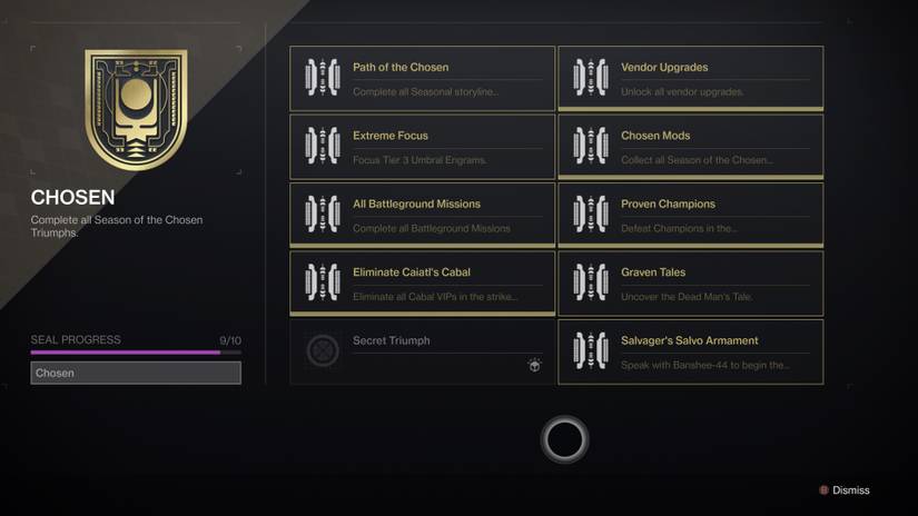 season of the chosen completion badge challenges and requirements