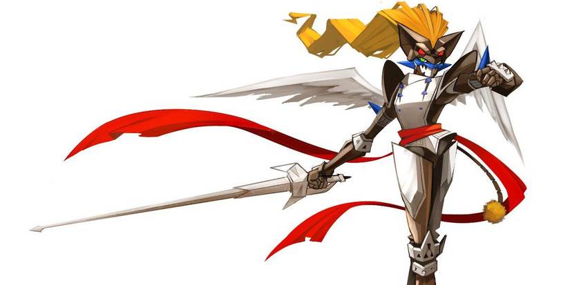 royal knight in brown armor.