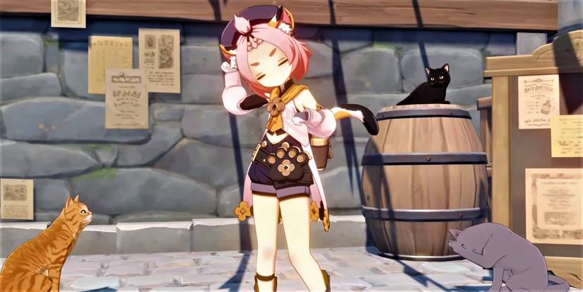 Genshin Impact Diona Standing Character Demo Cats