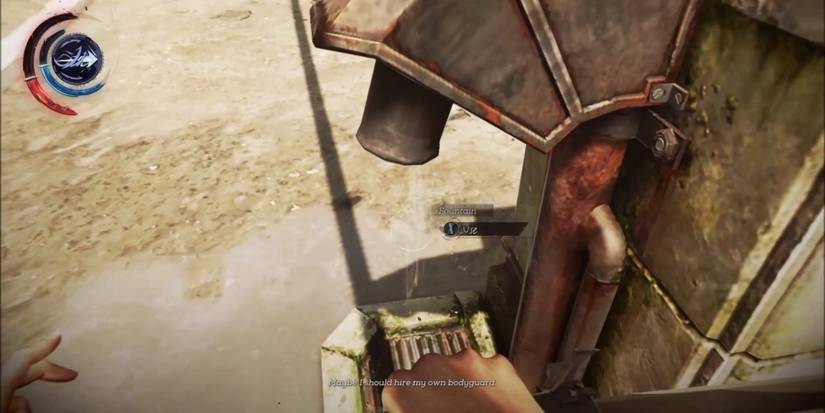 Dishonored 2 Player looking at fountain