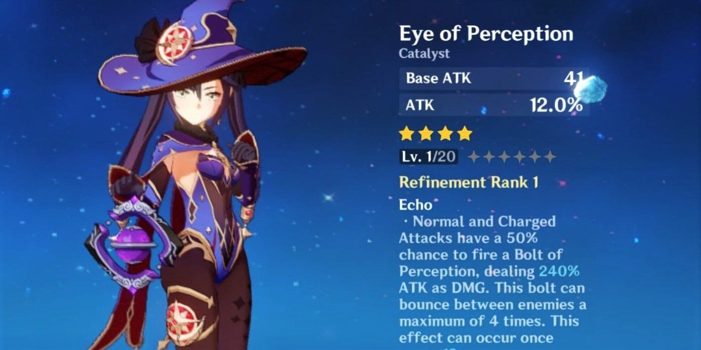 Genshin Impact Eye of Perception Catalyst Orb Purple Mona Witch Astrologist Description Blue