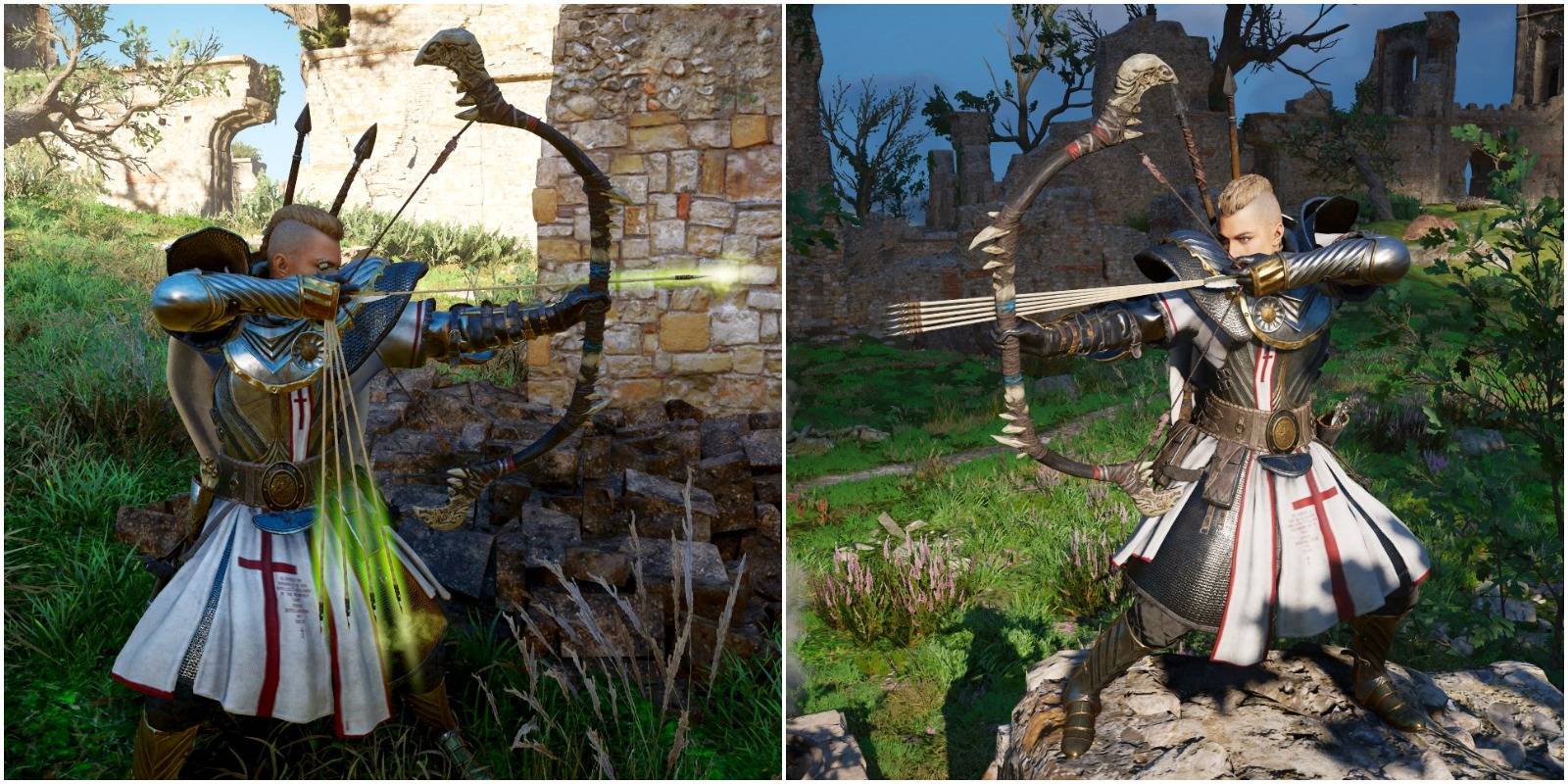 eivor using poison arrows and the multi fire ability.