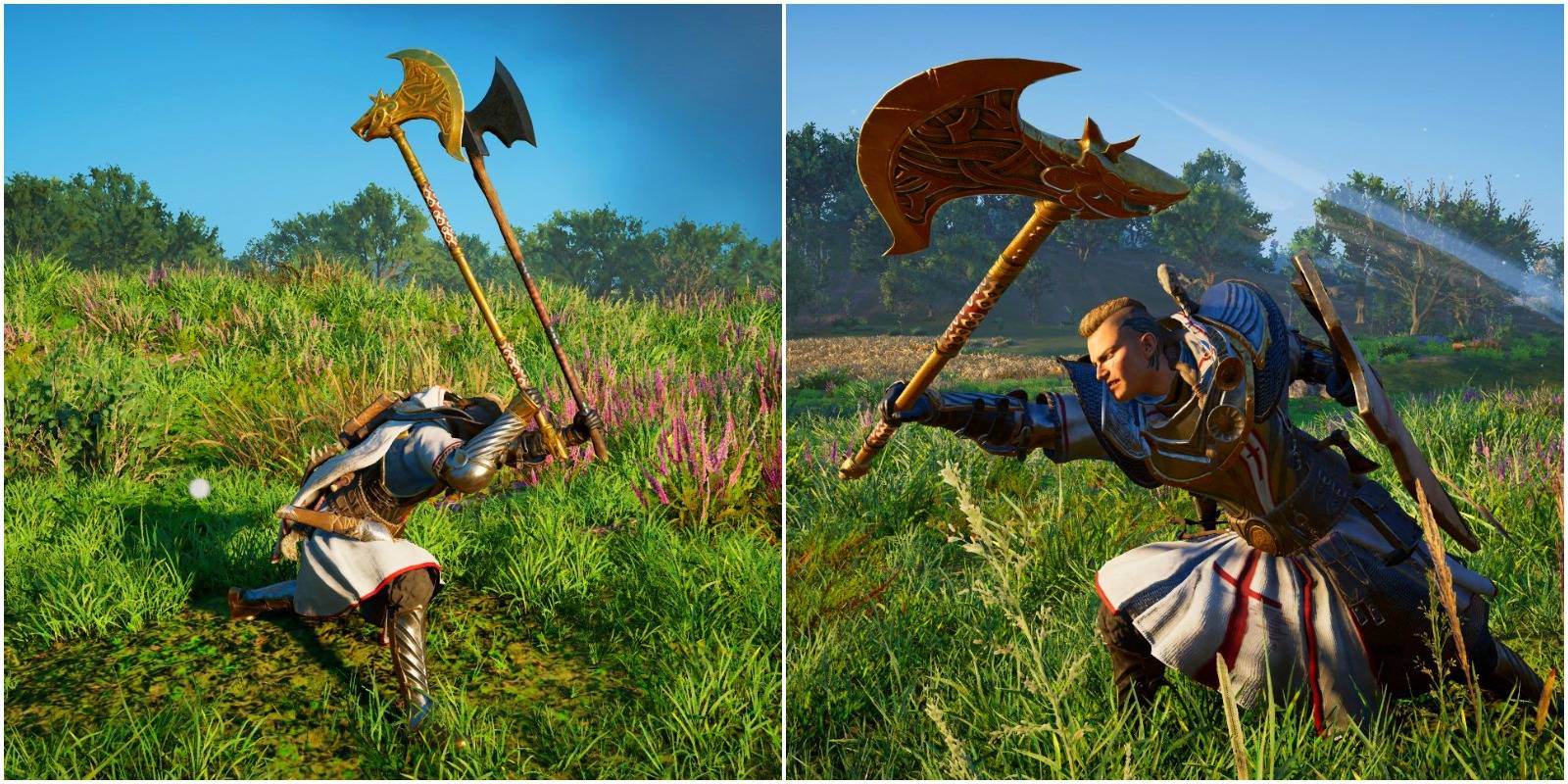 eivor using dane axes in a couple ways.