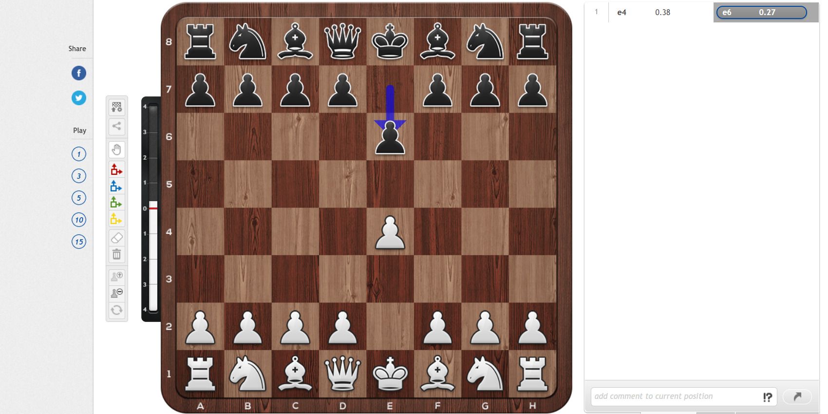 french defense chess opening on 2d board