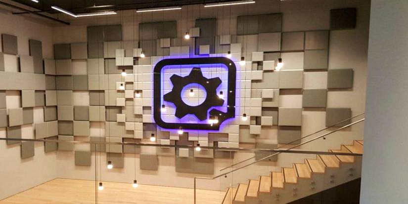 gearbox logo on staircase