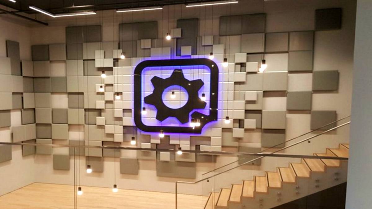 gearbox logo on staircase