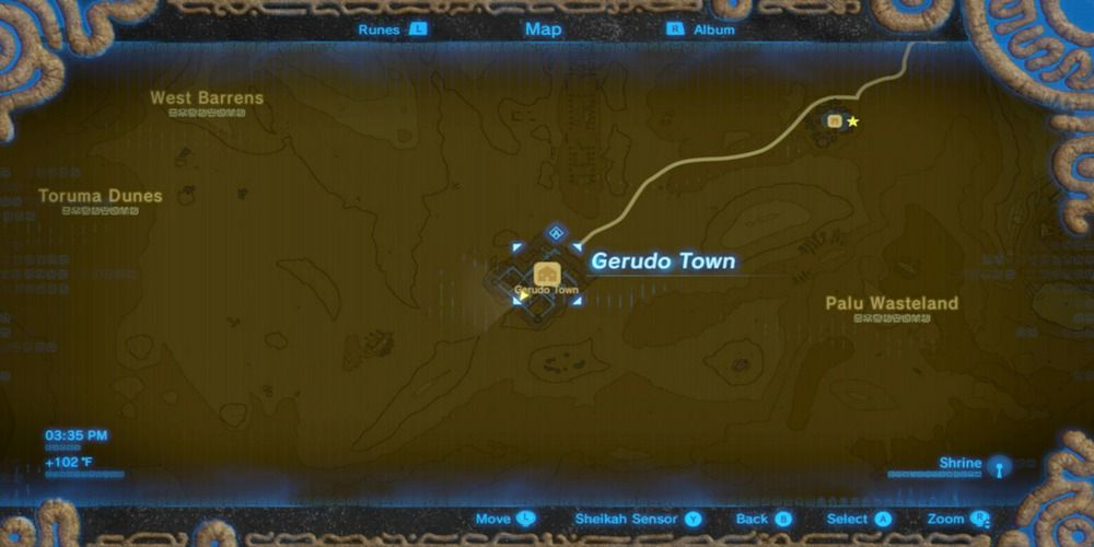 Map location of the Gerudo Town Memory