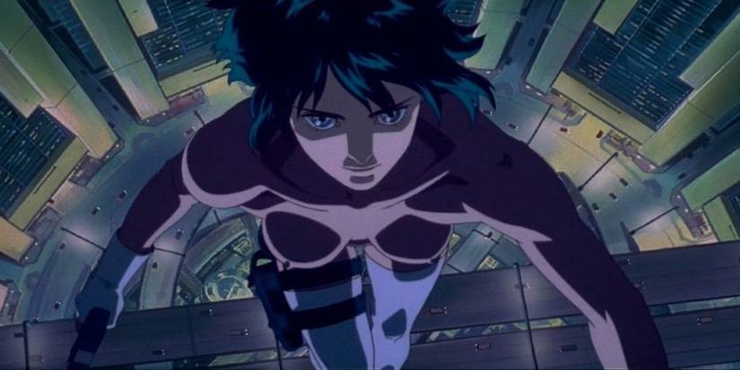 Mokoto falling, opening scene Ghost in the Shell