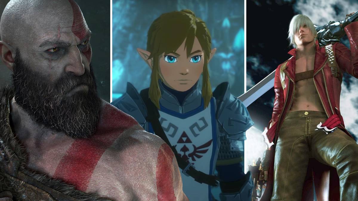 Kratos from God of War, Link from Age of Calamity and Dante from Devil May Cry 3