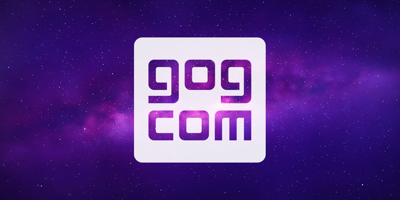 Image of the GOG.com logo on a purple, cosmic background.