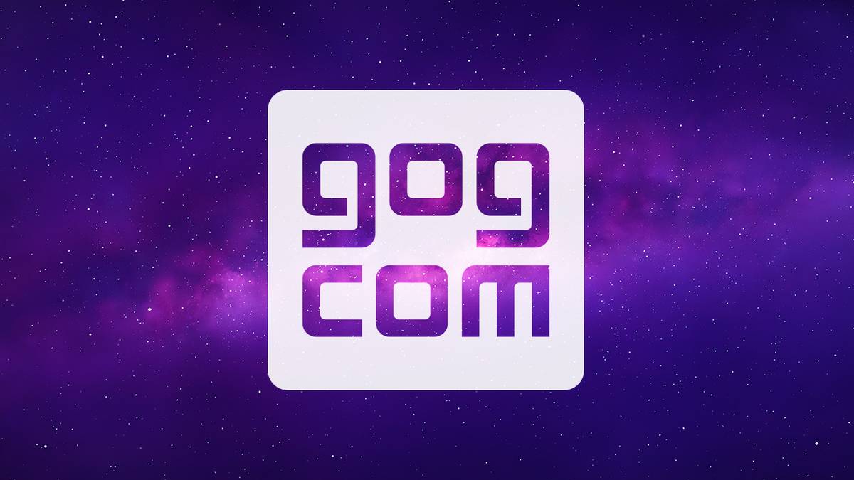 Image of the GOG.com logo on a purple, cosmic background.