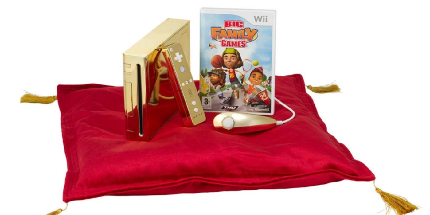Golden Nintendo Wii w Big Family Games THQ