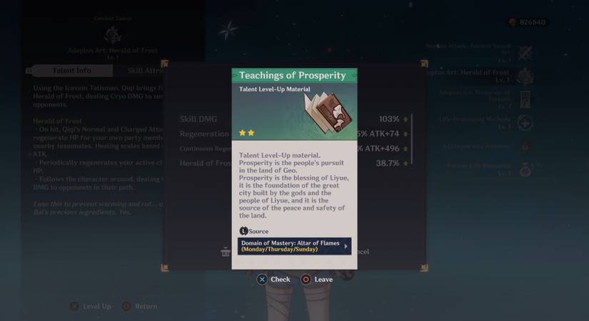 guide to prosperity menu info