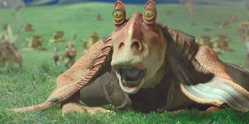 Obi-Wan Kenobi Jar Jar Binks in Star Wars the Phantom Menace