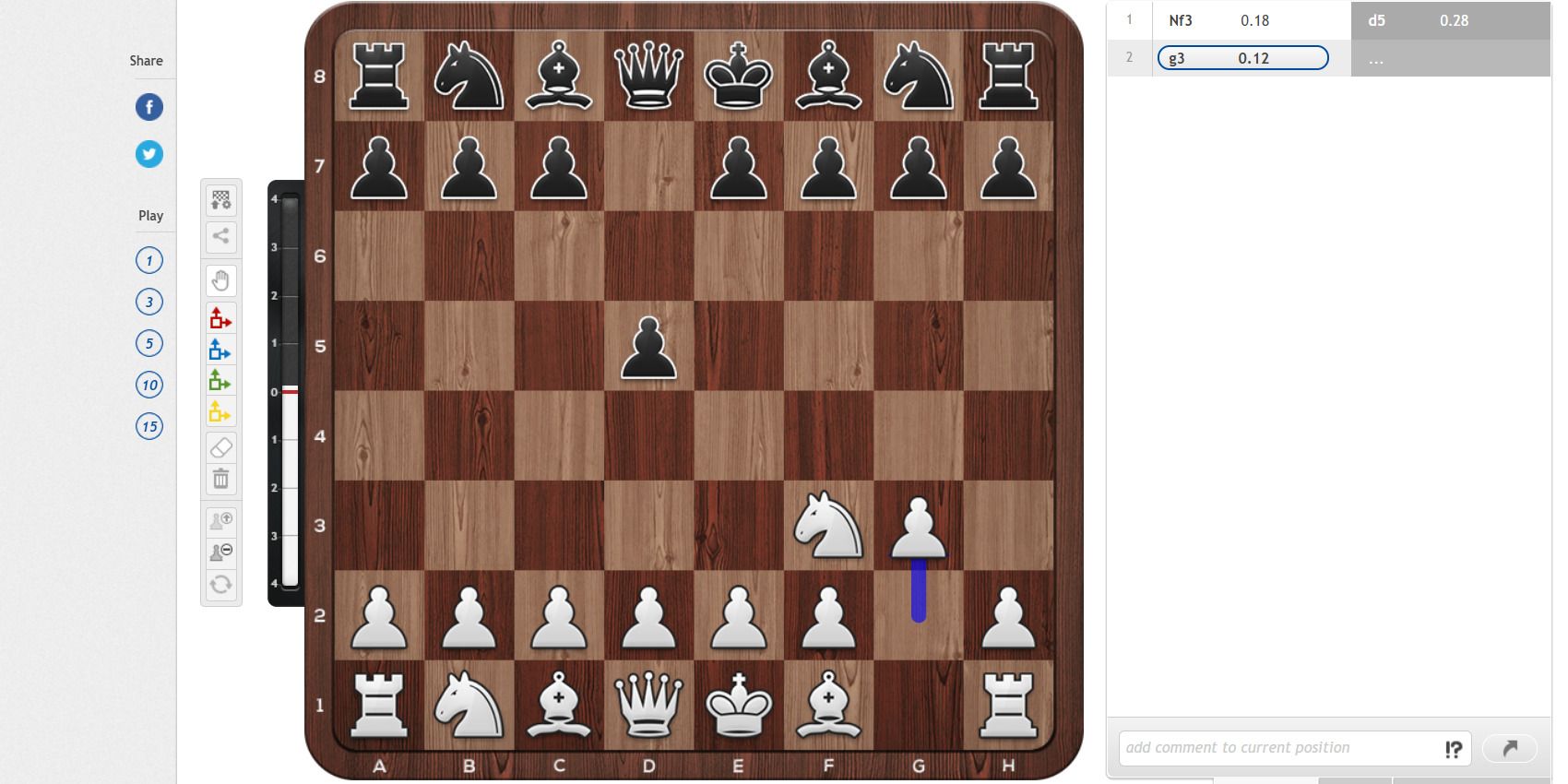kings indian attack chess opening on 2d board