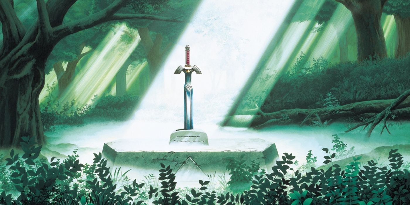 sword in stone in forest