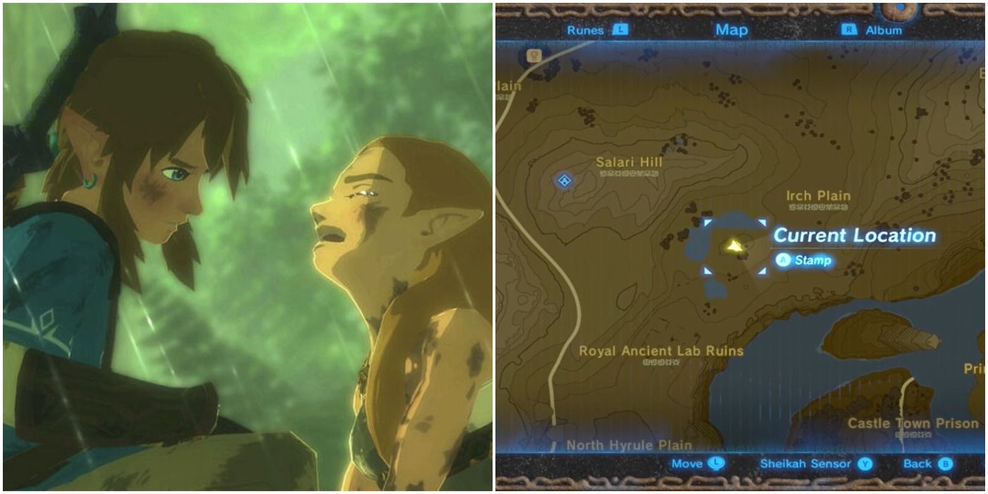 (Left) Zelda crying with Link (Right) Map location