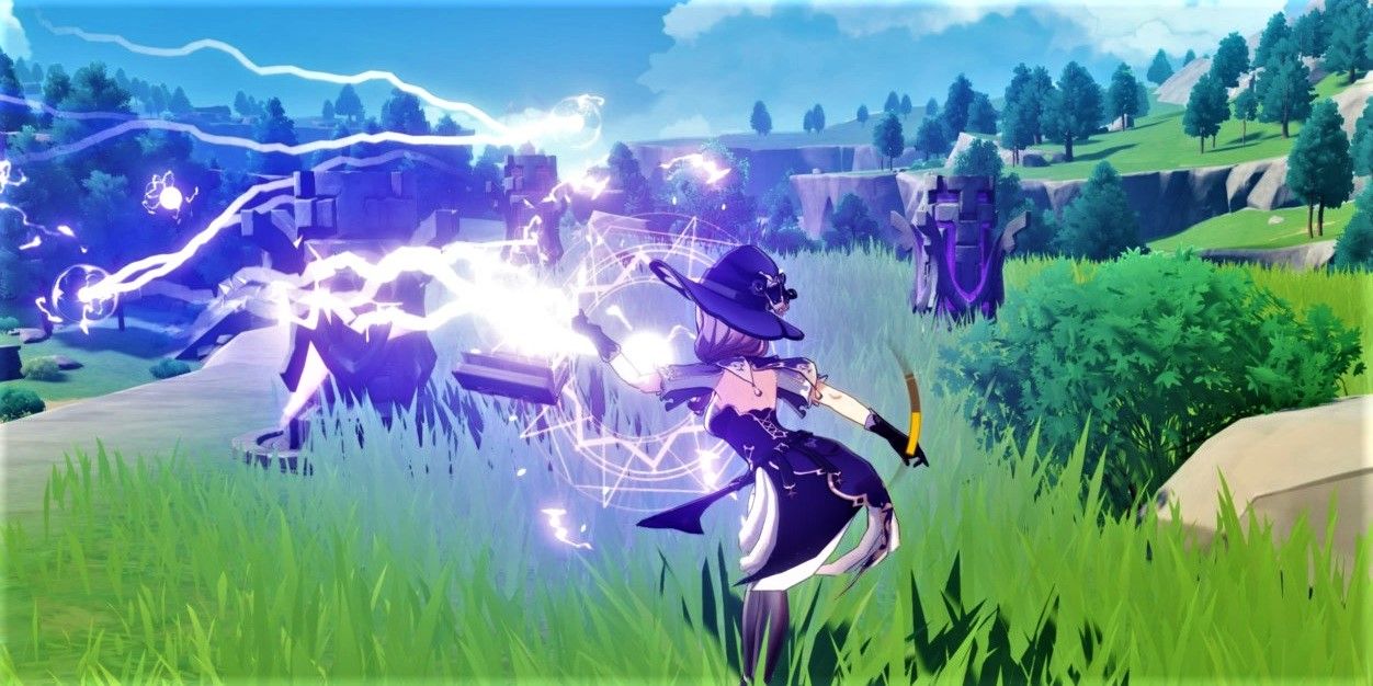 genshin impact lisa witch purple electro attack field