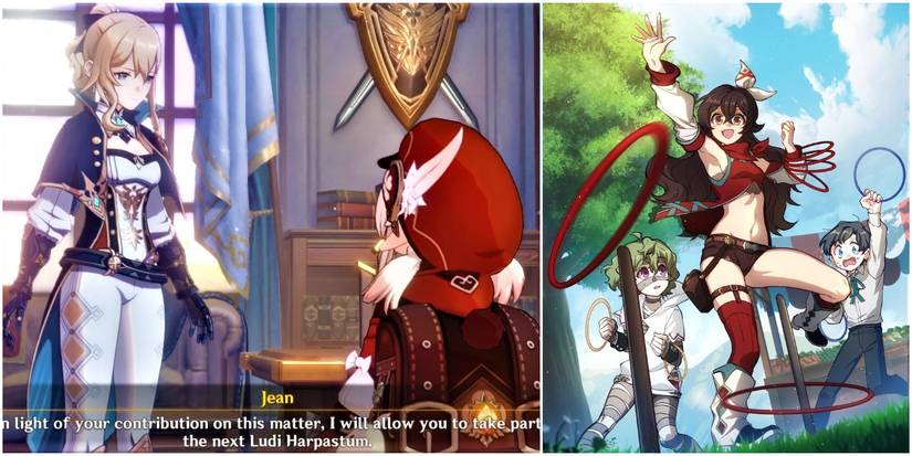 genshin impact ludi harpastum festival game collei amber jean klee dialogue split
