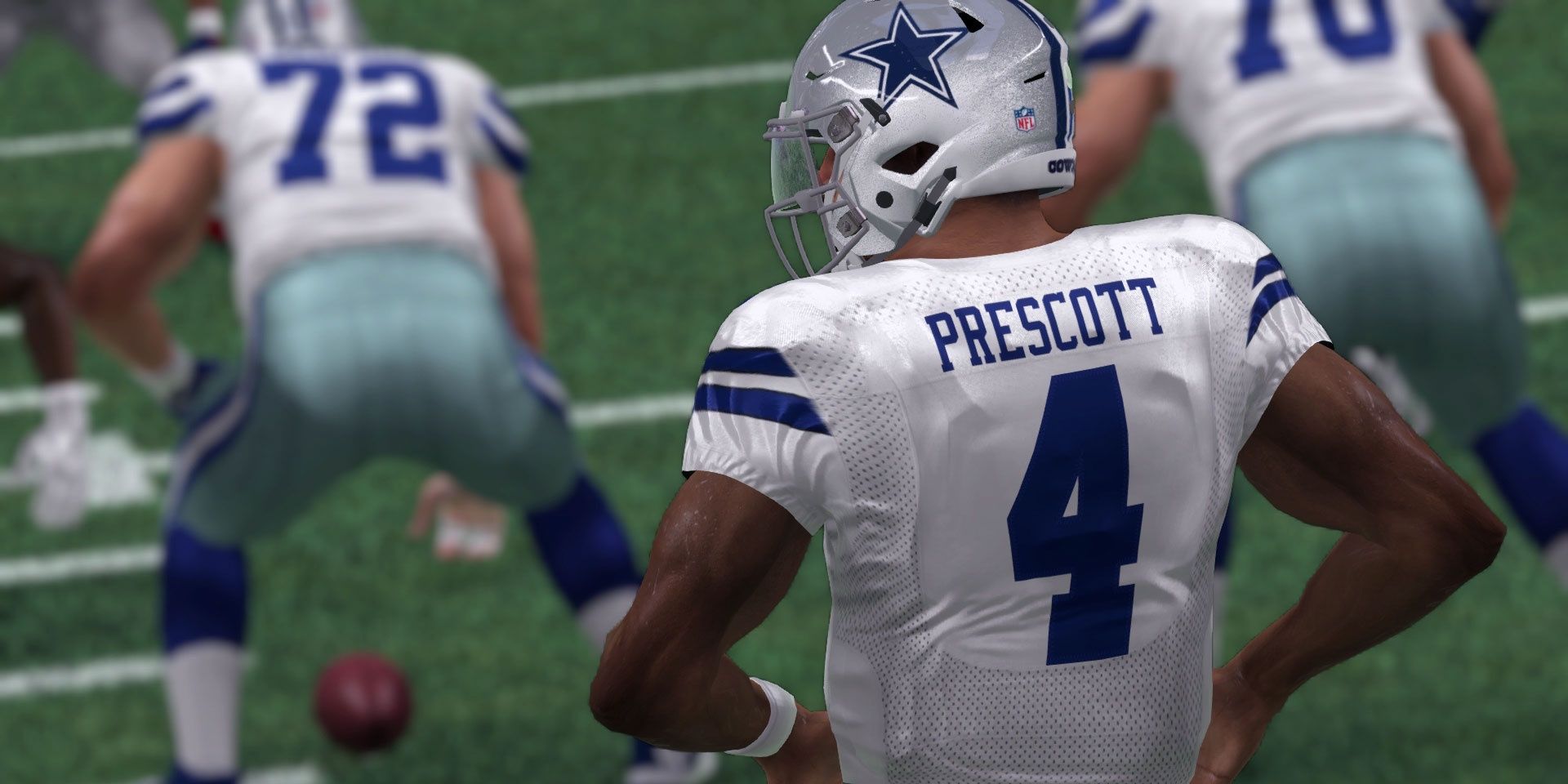 Dak Prescott about to get the ball snapped to him in Madden NFL 21
