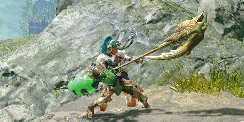 Monster Hunter Rise Player Stands Ready With Insect Glaive Drawn