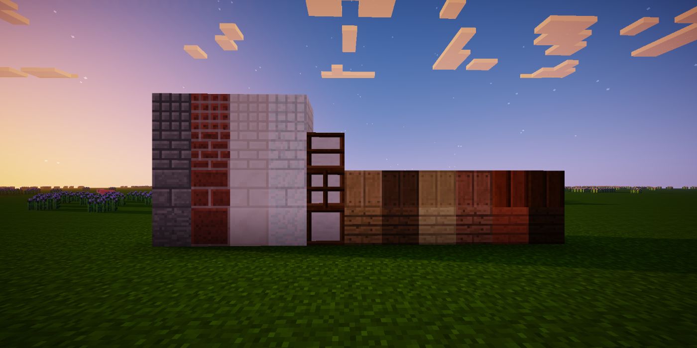 range of different kinds of blocks in a field at sunset