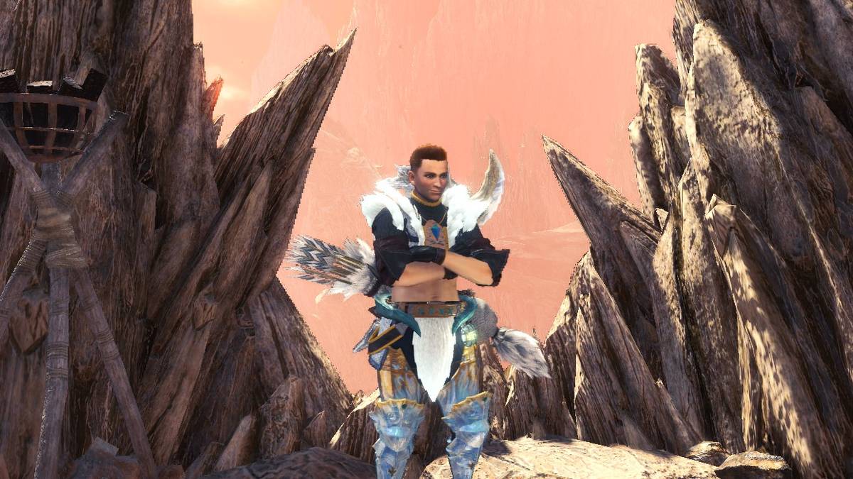 iceborne hunter standing above final boss arena