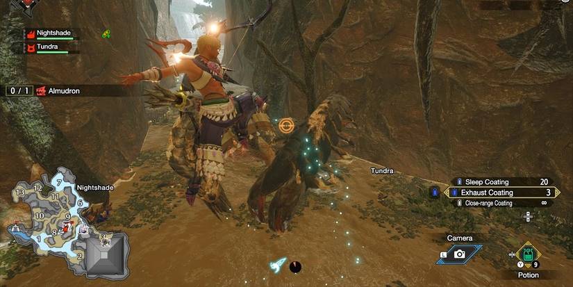 hunter using aerial aim switch skill on almudron