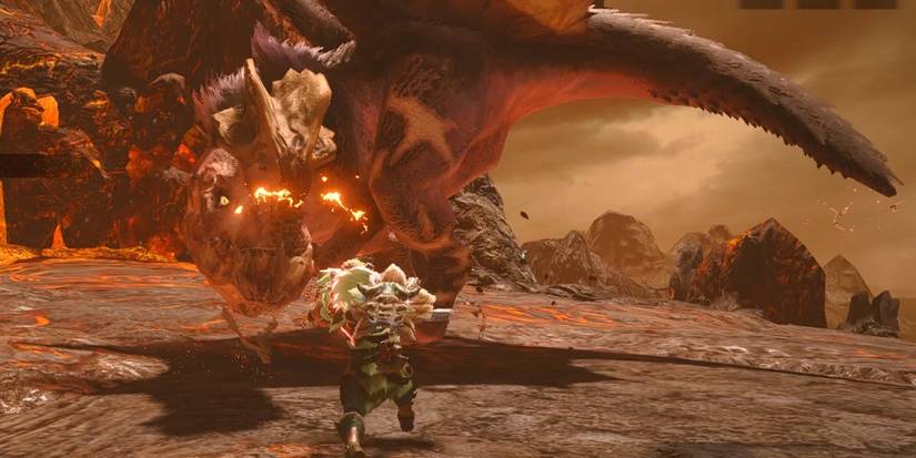 hunter with anjanath in lava caverns