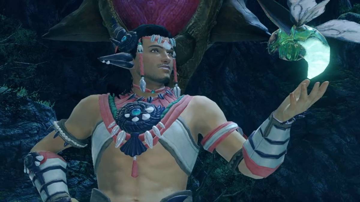 monster hunter rise character with wirebug