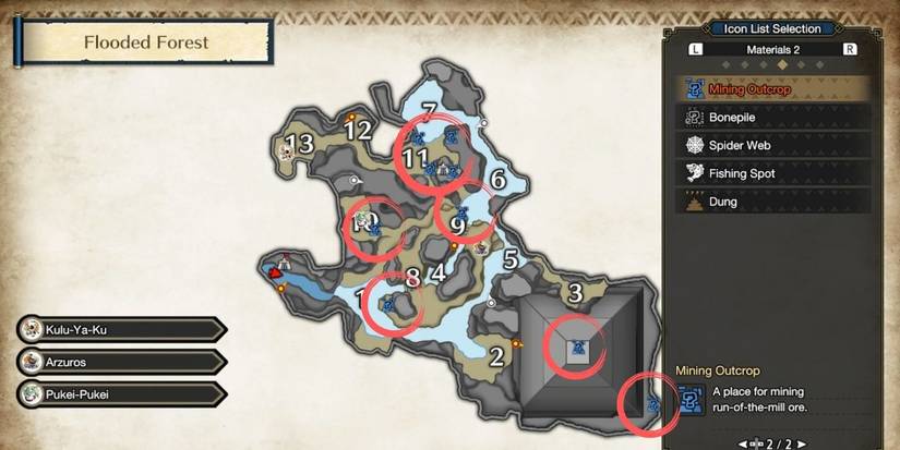 monster hunter rise flooded forest map mining outcrops