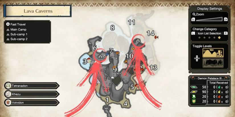 monster hunter rise lava caverns map sub camp