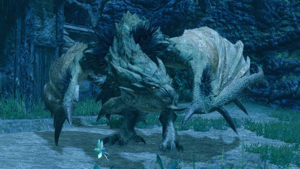 rathian in the shrine ruins at night