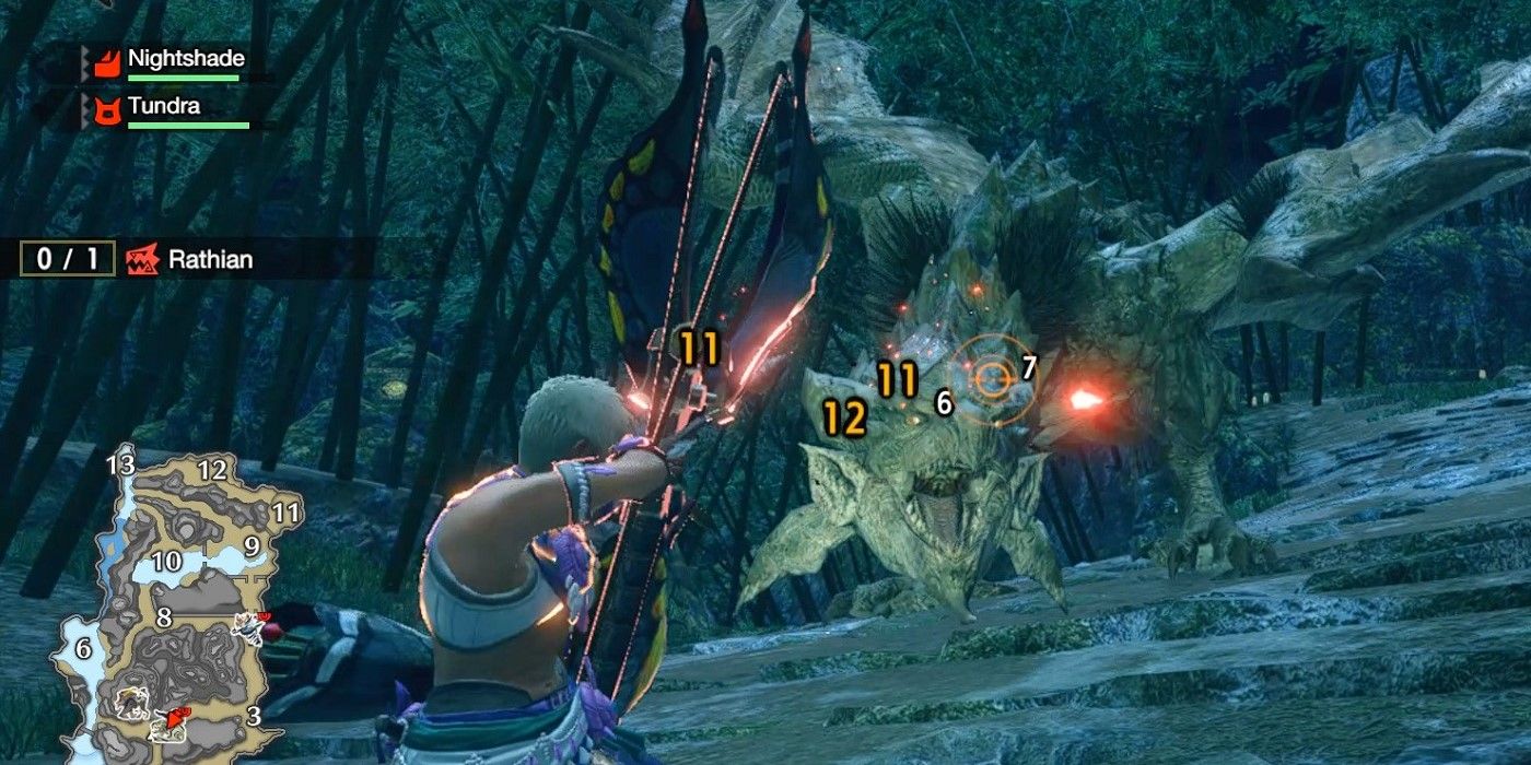 hunter fighting a rathian in the shrine ruins