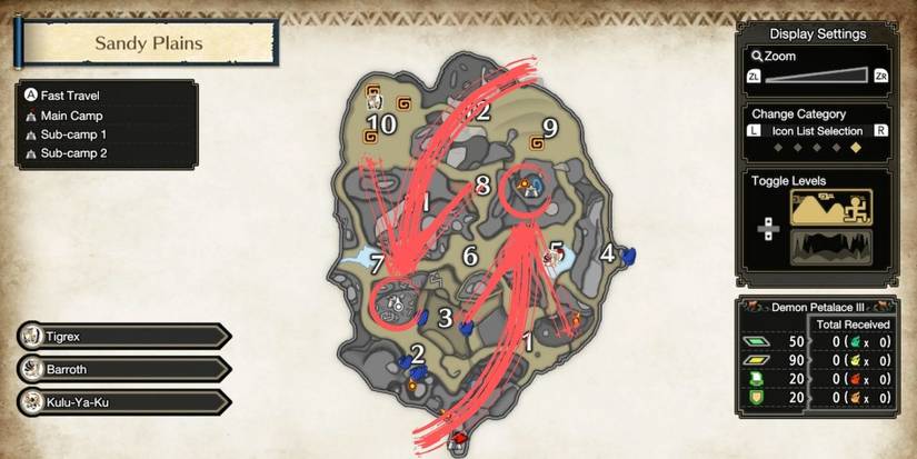 monster hunter rise sandy plains map sub camp
