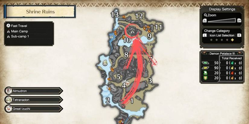 monster hunter rise shrine ruins map sub camp