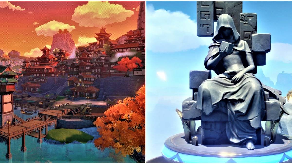 genshin impact morax statue liyue city harbor sunset