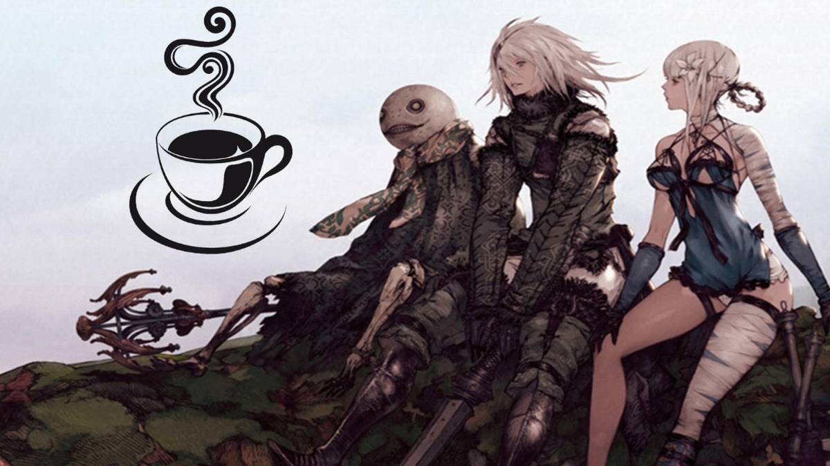 nier replicant art with coffee cup