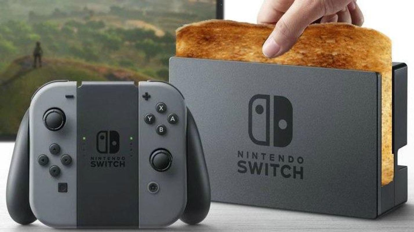 photoshop meme of a player making toast with the newest nintendo console.