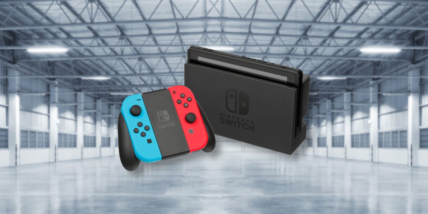 Photo of a Nintendo Switch inside an empty factory.