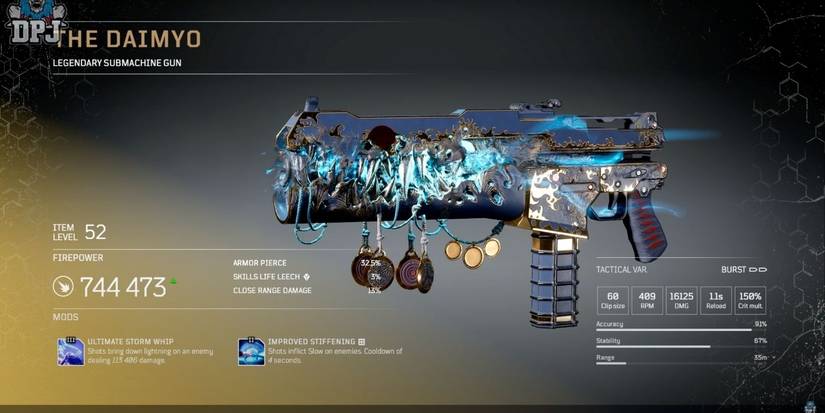 outriders description screen of legendary weapon the daimyo